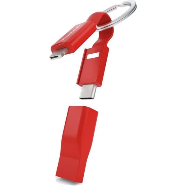 Nyckelringkabel 5 i 1 High Five® 2.4A Red Allroundo®