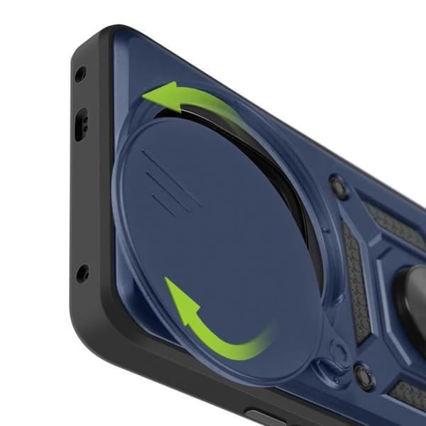 Coque - Mayaxess - Xiaomi Redmi Note 14 Pro/Pro Plus - Stöttålig - Ställring - Mörkblå Blå