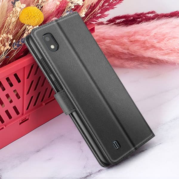Pungetui - ZANAÉ - Galaxy A10 - Sort - Video Stativ - Magnetklap Svart