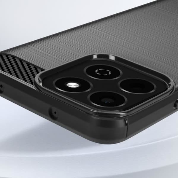 Coque - Honor - 200 Smart - Silikone - Carbon Design - Børstet Sort Effekt Svart