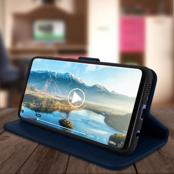 Fodral för Samsung Galaxy A21s - AVIZAR - Hel fodral - Kortficka - Videostativ - Blå Blå