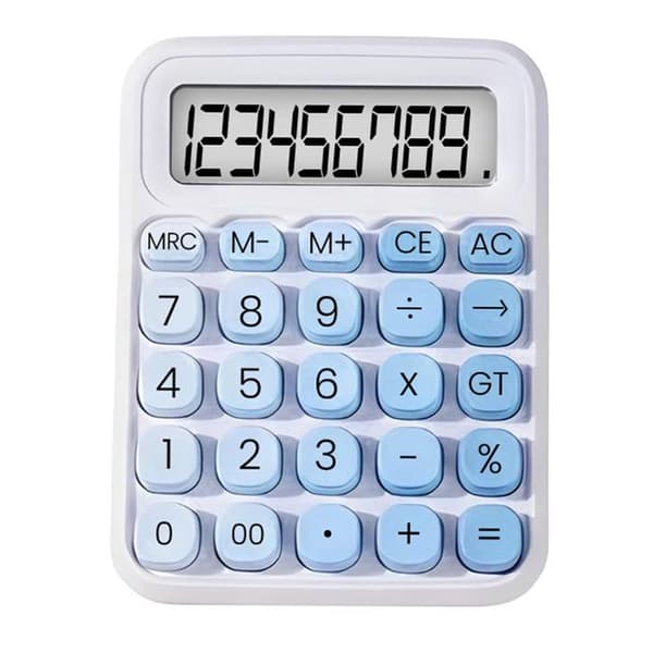 12-numeron laskin ääniominaisuudella ja sinisävyisellä LCD-näytöllä Blå