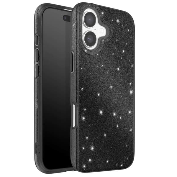 Cover til iPhone 17 - AVIZAR - Bi-Materiale - Glitrende - Skærmbeskyttelse - Strop Tilbehør Svart