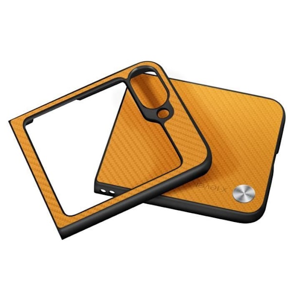 X-Level Semi-Hard Case til Samsung Galaxy Z Flip 6 - Carbon Fiber Texture - Orange Orange