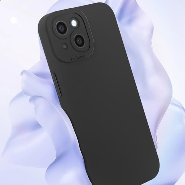 Skal till iPhone 15 - AVIZAR - Matt silikon - Kameraskydd - Svart Svart