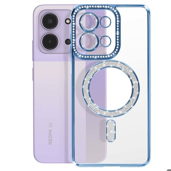 Coque MagSafe - AVIZAR - Redmi 15C - Strassad Blå - Stötskydd - Elegant och Transparent Blå