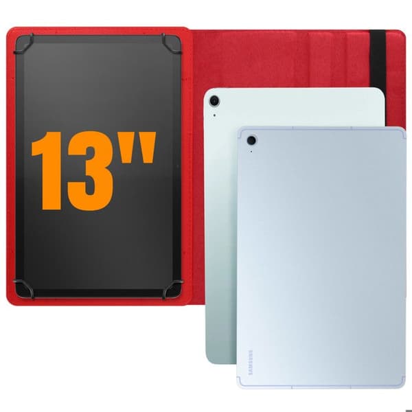 Universal Etui til Tablets - AVIZAR - 13 tommer - Rotérbar 360° - Kunstlæder - Rød Rød