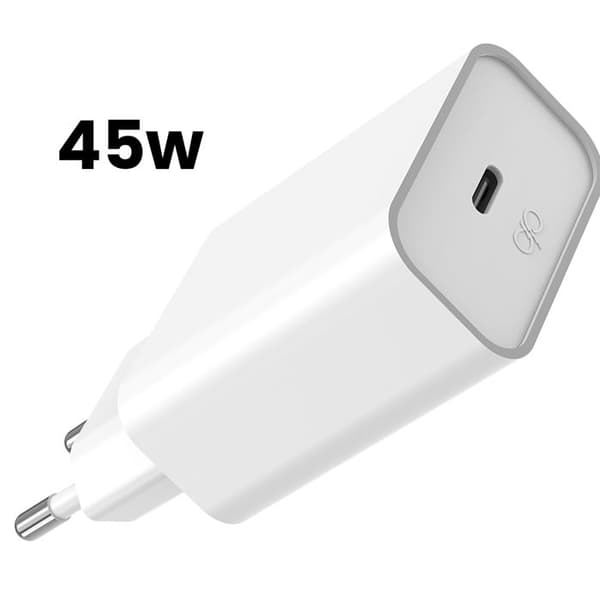 USB-C vægoplader - FORCE POWER - Force Power - 45W - PD/PPS/QC4.0 - Kompakt genbrugsplast Vit