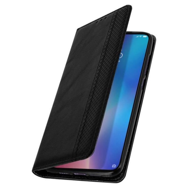 Hus - Xiaomi - Mi 9 - Slidt Effekt - 2 Kortlommer - Indbygget Støtte - Sort Svart