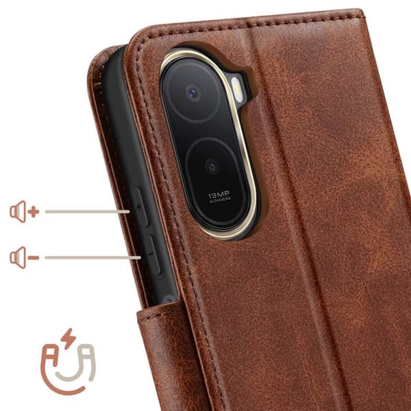 Retro Plånboksfodral för Redmi A7 Pro med Stöd Ljusbrun brun
