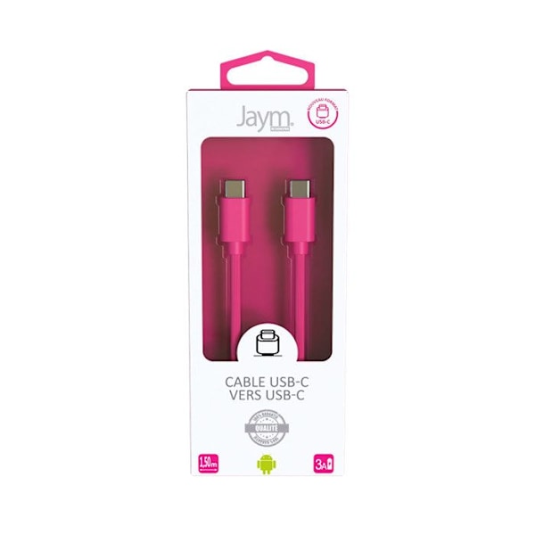 USB-C kabel - JAYM - POP - 3A - 1,5m - Rosa Rosa