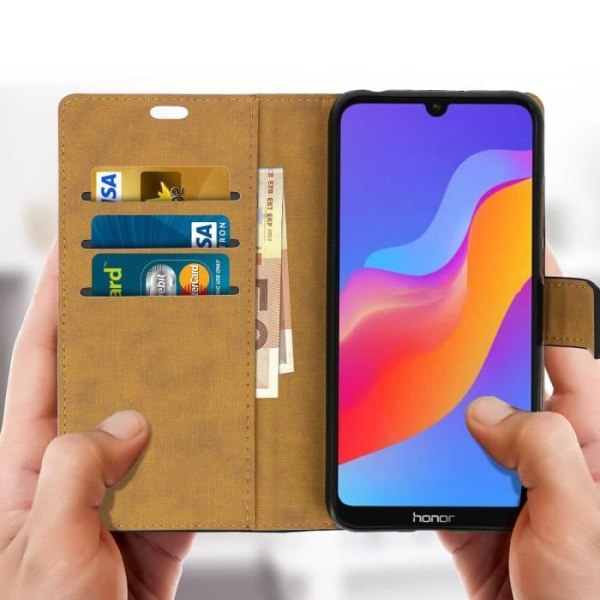 Housse folio - AVIZAR - Honor 8A - Ekoleder - Korttipidikkeet - Video-tuki Svart