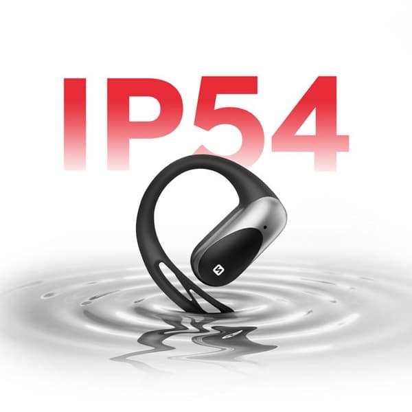 Sporthörlurar - SWISSTEN - Luftledning - IP54 - Bluetooth 5.4 - Batteritid 20h Svart