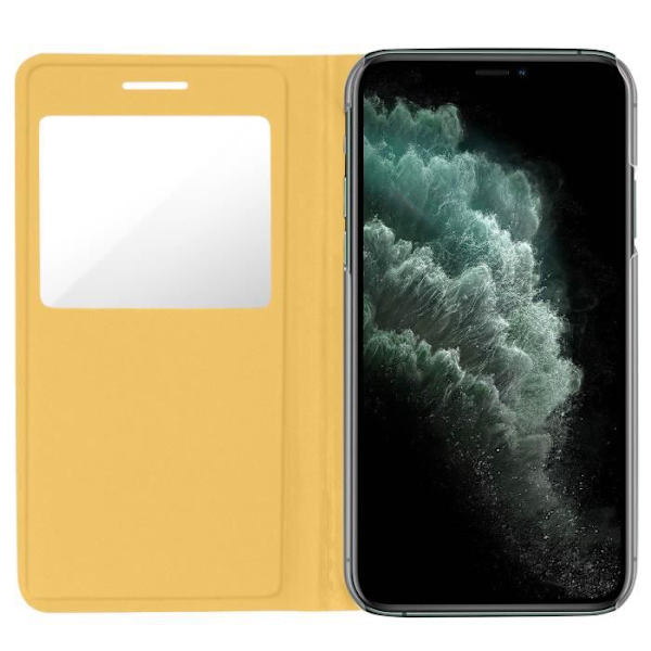 iPhone 11 Pro Max Hölster - AVIZAR - Flipfodral - Hårdt Skaft - Gul - Visningsfönster Gul