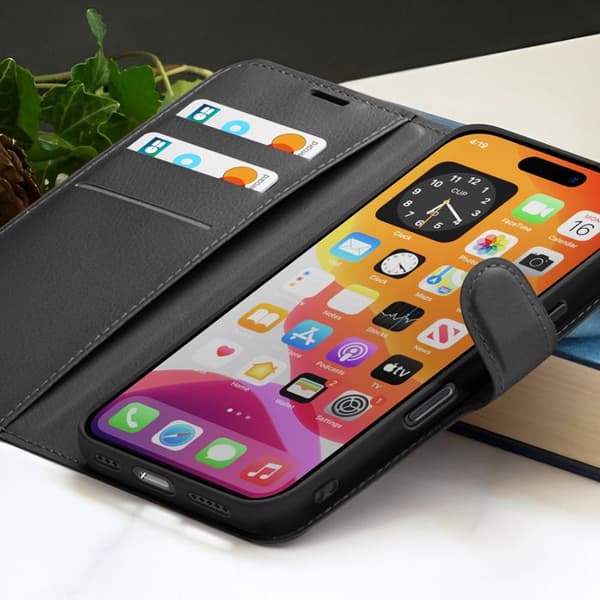 Pungetui - ZANAÉ - iPhone 16 Plus - Horisontalt Stativ - Magnetlukning - Sort Svart