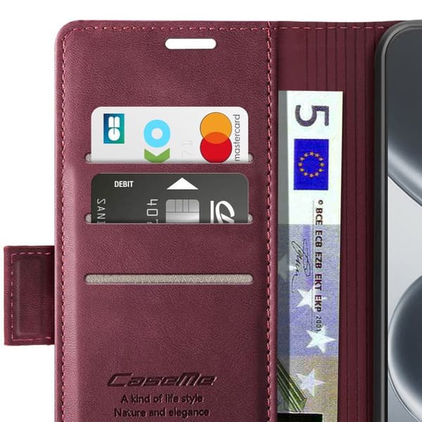 Vintage Pungetui til Redmi Note 15 Pro 5G Collection CaseMe Anti-RFID Rød Röd