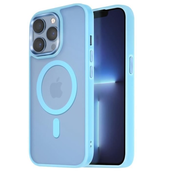 Coque MagSafe pour iPhone 13 Pro Max Dos Mat Givré Contour Bleu Clair Blå