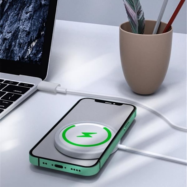 Trådlös Laddare - MagSafe - 15W - Silver - Kompatibel med iPhone - Snabbladdning Pengar