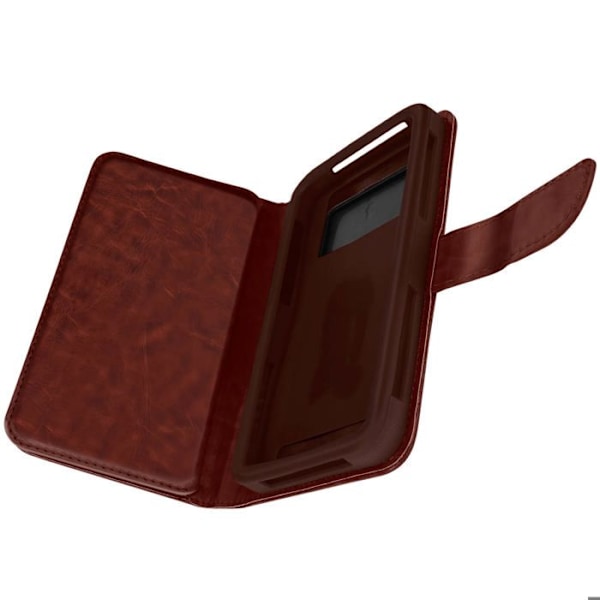 Smartphone-etui 4,3 til 4,7'' Portemonnaie Multirum med glidende kamera brun kastanj