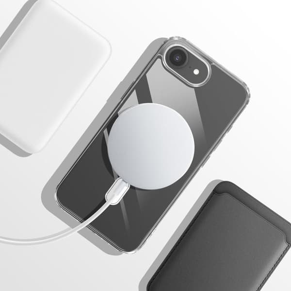 Magsafe Cover til iPhone 16e Hård Stødabsorberende og Gennemsigtig Vit