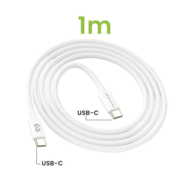 Laddare för Galaxy S20 Plus 20W + USB-C-kabel 1m Mayaxess Vit Vit