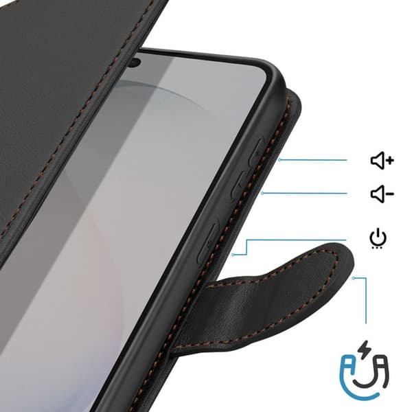 Pungetui til Galaxy S26 Plus med håndledsrem og videostøtte i sort Svart