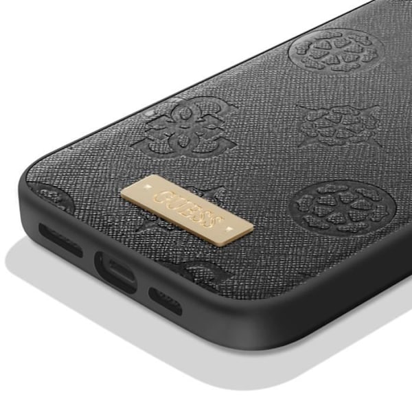 Coque MagSafe för iPhone 13 Pro Max Metalplatta Upphöjda kanter Guess Svart Svart