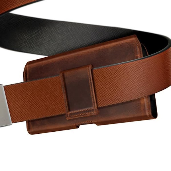 Universell Bälte Fodral Storlek XL Royal Läder Magnetstängning Brun - AVIZAR - Styv - Unisex kastanj
