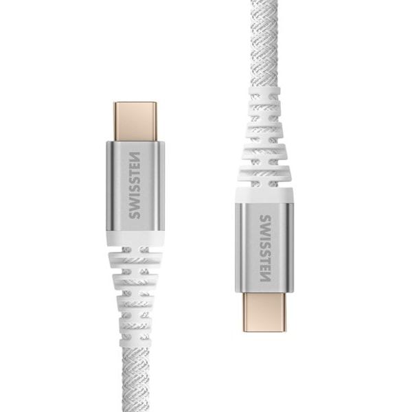 USB-C til USB-C Kevlar Hurtigopladning Swissten Hvid Vit