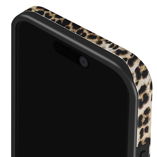 Elegant cover til iPhone 14 Pro Max med Player Burga mønster i brun kastanj