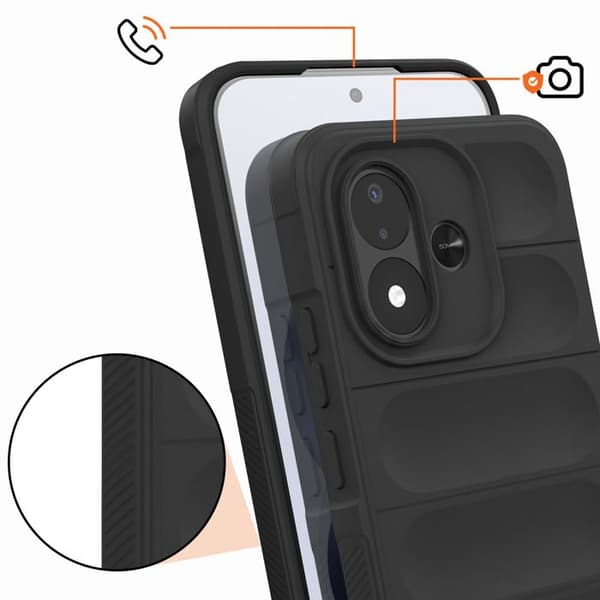 Cover til Xiaomi Redmi Note 17 med geometriske mønstre, forstærkede hjørner, sort Svart