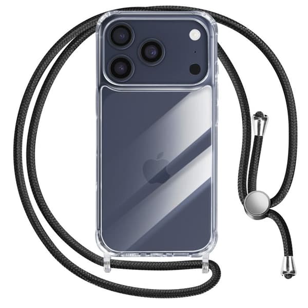 Cover - ADVISE - iPhone 17 Pro - Transparent Silikone - Blød Berøring - Justerbar Snor Vit