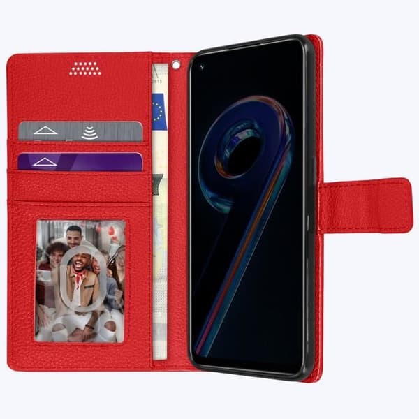 Cover - AVIZAR - Realme 9 Pro Plus - Rød - Video Stand Wallet Röd