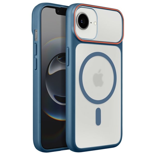 Cover til iPhone 16e Bi-Materiale Design Kompatibel med MagSafe Mørkeblå Blå