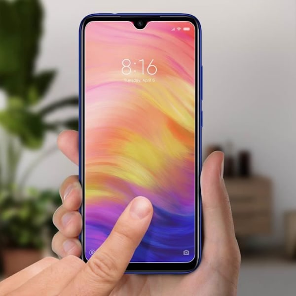 Skyddande film - AVIZAR - Xiaomi Redmi Note 7 - Härdat glas 9H - Stötsäker - Transparent Vit