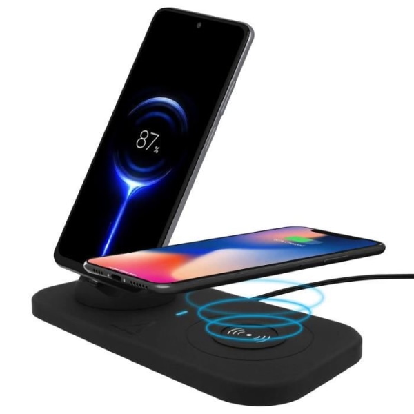 4-in-1 Latausasema - Akashi - Musta - USB-C, Lightning, Micro-USB - QI - Nopea lataus Svart
