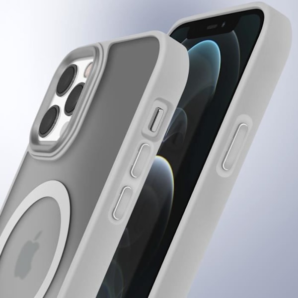 Coque MagSafe för iPhone 12 Pro Max Matt Frostad Bakside Grå Kontur Grå