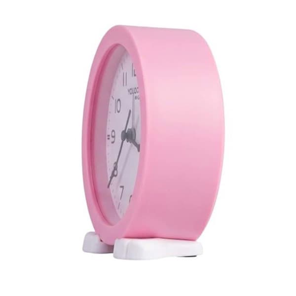 Liten Analog Väckarklocka med Ställning i Minimalistisk Rosa Design Ros