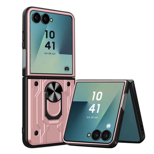 Coque til Samsung Galaxy Z Flip 7 Stødabsorberende med Magnetisk Ringstøtte Rosa Rosa