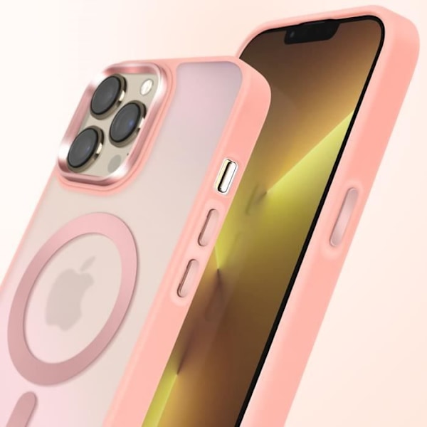 Coque MagSafe til iPhone 13 Pro Matt Frostet Bagside Rosa Kant Rosa