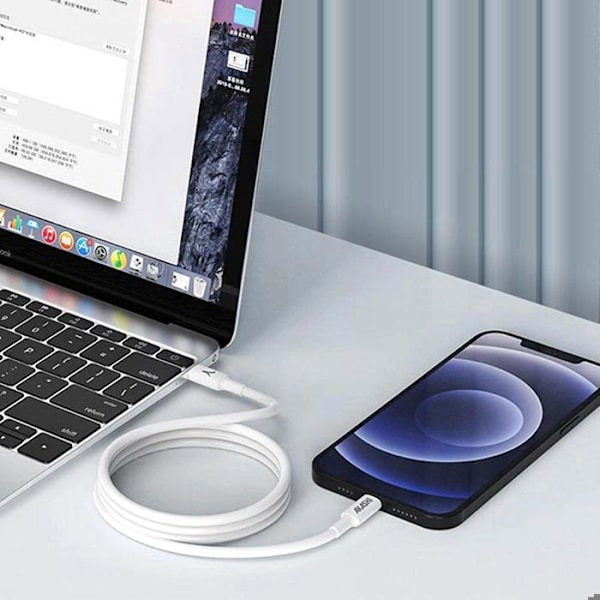 USB-C til Lightning kabel 20W Opladning Synkronisering Økodesign Akashi Hvid Vit