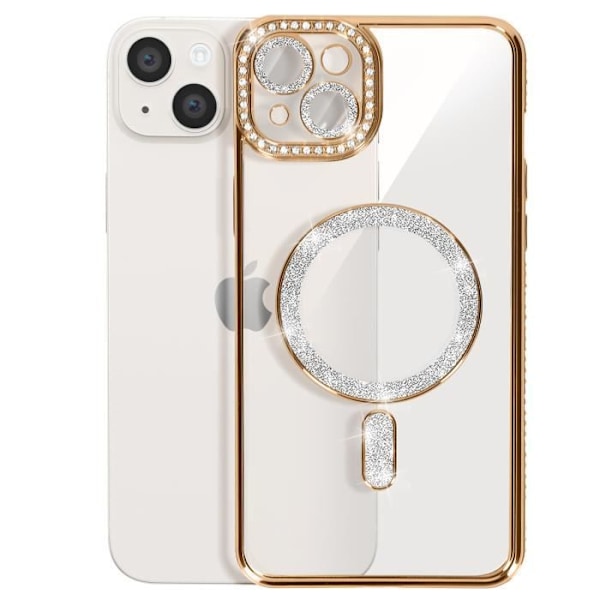 Coque Diamant för iPhone 14 Plus MagSafe Contour Strass Guld Gul