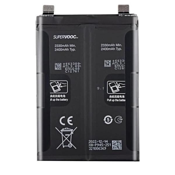 OnePlus 10T 4800mAh Alkuperäinen BLP945 Oneplus Musta Sisäinen Akka Svart