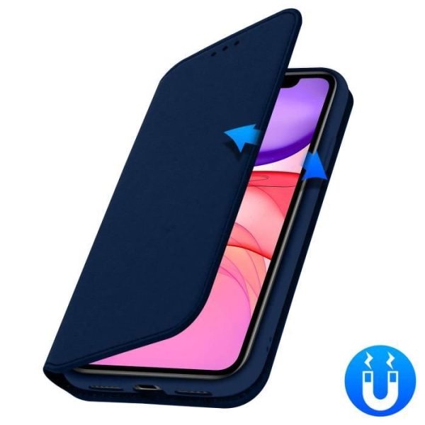 iPhone 11 Fodral - AVIZAR - Folio Wallet Fodral - Ekologiskt läder - Stativfunktion - Midnattsblå Blå