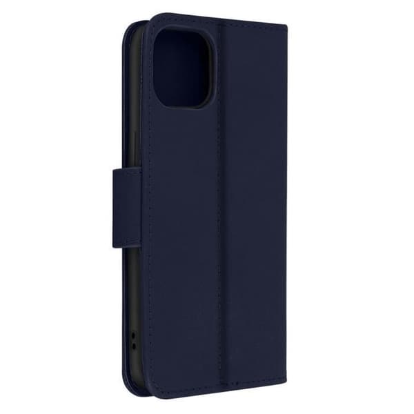Premium læder iPhone 14 cover med kortholder og video support funktion - AVIZAR - Blå blå