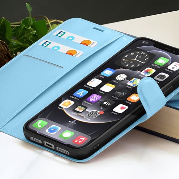 Fodral Plånbok för iPhone 12 Pro Max med Stöd och Magnetflik Zanaé Ljusblå Blå