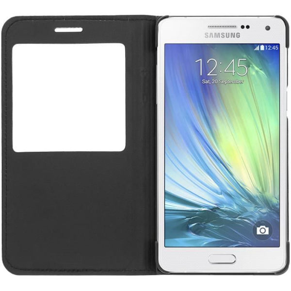 Fönsterfodral - Samsung - Galaxy A5 - Svart skydd - Halvstyvt skal - Syntetisk klaff Svart
