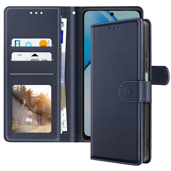 Etui för Oppo A40 med dragsnodd, flip-fodral, plånbok, blå Blå