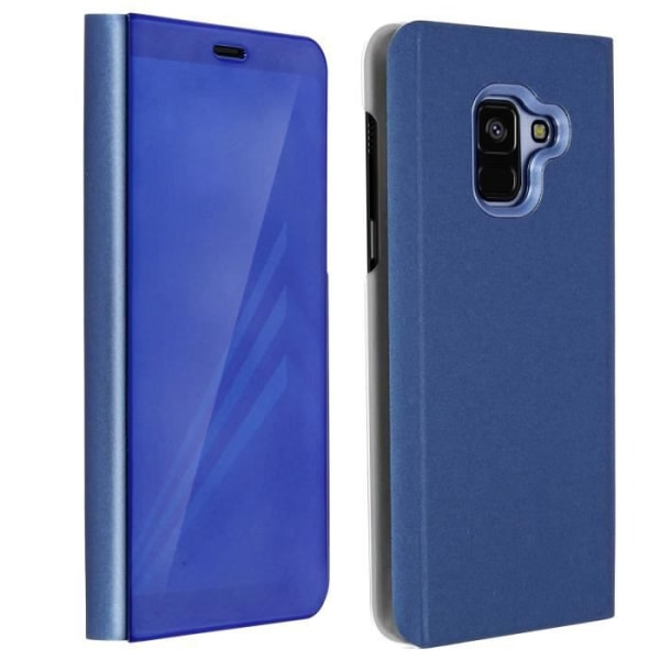 Galaxy A8 Case Folio Cover Spejl Hard Shell Flip Stand Funktion - Blå