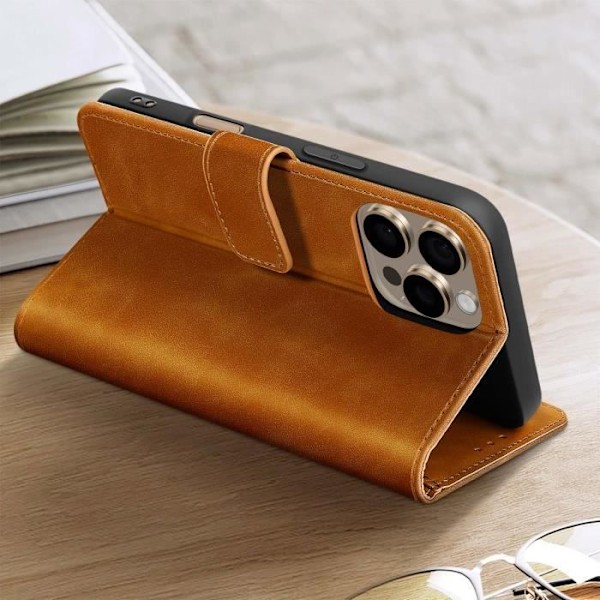 Cover til iPhone 16 Pro Max Wallet Flip Video Support Brun kastanj